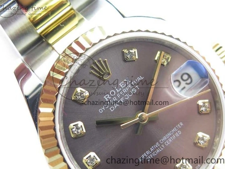 MiroTime 0127 SoftTouch Datejust 31mm 278273 SS YG BP Maker Best Edition Gray Diamonds Dial on SS YG Oyster Bracelet 2715